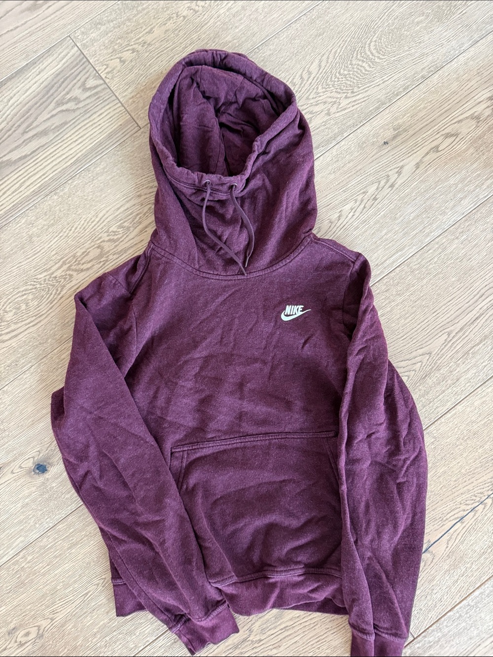 Nike Maroon Pullover Hoodie with White Swoosh size M